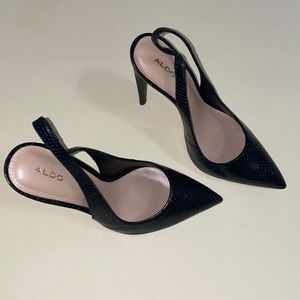 Aldo Black Slingback Pointed Toe Heels
